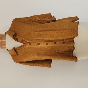 FREE PEOPLE || Weekend Rush Button Front Shirt Copper Yellow || Large